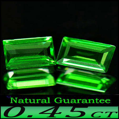 0.45CT BAGUETTE PAIR TSAVORITE [VVS] VIVID GREEN KENYAN GARNET GEMS