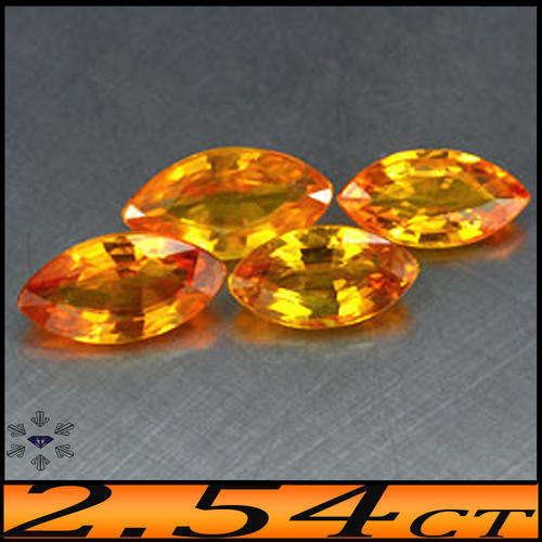 2.54CT YELLOW ORANGE SAPPHIRES [VVS] FOUR FANCY SONGEA MARQUEES