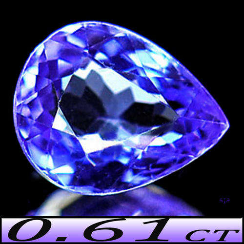 0.61CT FANCY FACETED TANZANITE PEAR [VS] NATURAL VIOLETISH INTENSE BLUE GEM