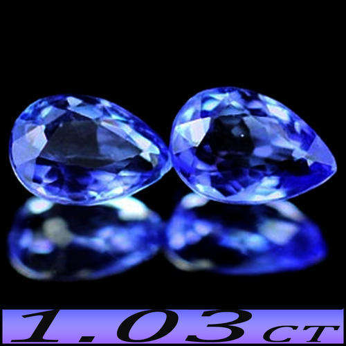 1.03CT INTENSE VIOLET BLUE TANZANITES [IF] - NATURAL PAIR OF STUNNING PEARS