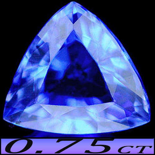 0.75CT GEM VIVID VIOLETISH BLUE TANZANITE [VVS]  NATURAL BRILLIANT PERFECTED TRILLIANT