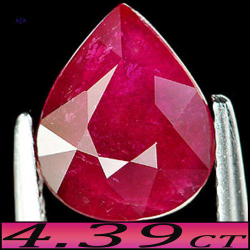 4.39CT PURPLISH RED RUBY [VS] ~ NATURAL PEAR POLISHED MADAGASCAN GEMSTONE