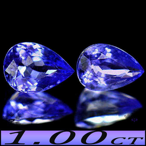 1.00CT VIVD VIOLET BLUE TANZANITE PAIR [VS] - NATURAL PRECISION POLISHED PEAR GEMS