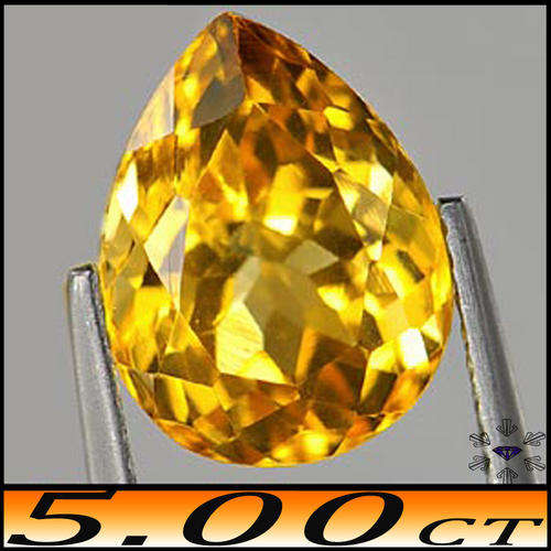 5.00CT NATURAL UNHEATED YELLOW CITRINE [IF] - FLAWLESS CLEAN PRECISION PEAR GEMSTONE