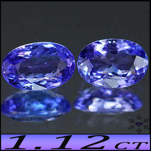 1.12CT MATCHING VIOLETISH BLUE TANZANITES [VS] - PAIR NATURAL MULTI FACTED OVAL GEMSTONES