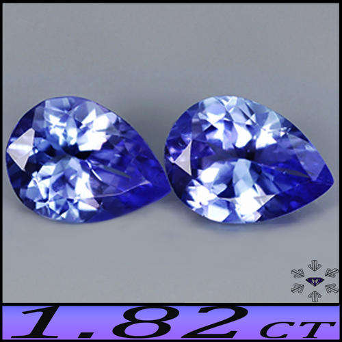 1.82CT PERFECT PAIR TANZANITE PEARS [VS] NATURAL MATCHING VIOLET DEEP BLUE GEMS!!