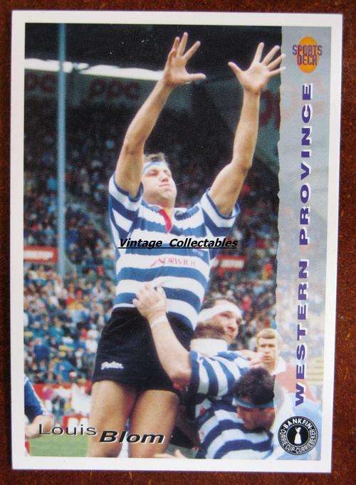 Western Province 1994 Bankfin Currie Cup rugby card - Louis Blom #38