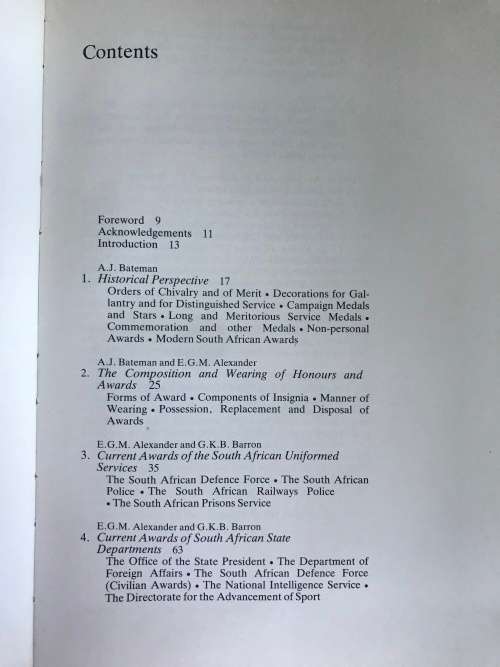 South African Orders, Decorations and Medals - Alexander, Barron and Bateman