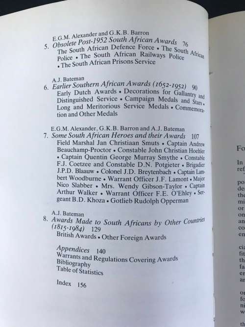 South African Orders, Decorations and Medals - Alexander, Barron and Bateman