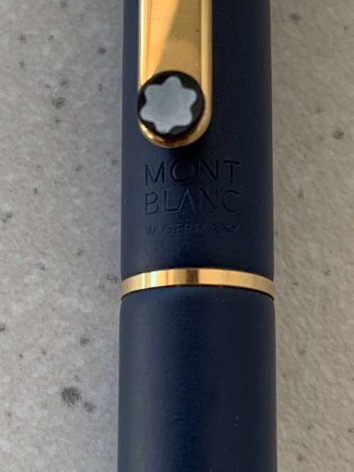 Montblanc Ballpoint Pen - Dark Blue Epoxy with Gold Trim - 1980s