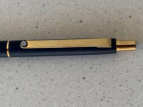 Montblanc Ballpoint Pen - Dark Blue Epoxy with Gold Trim - 1980s