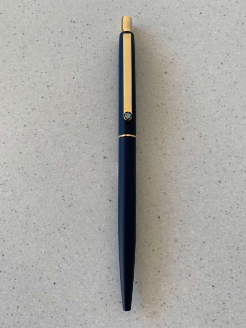 Montblanc Ballpoint Pen - Dark Blue Epoxy with Gold Trim - 1980s