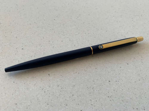 Montblanc Ballpoint Pen - Dark Blue Epoxy with Gold Trim - 1980s