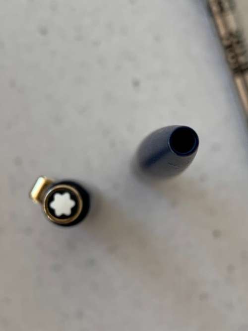 Montblanc Ballpoint Pen - Dark Blue Epoxy with Gold Trim - 1980s