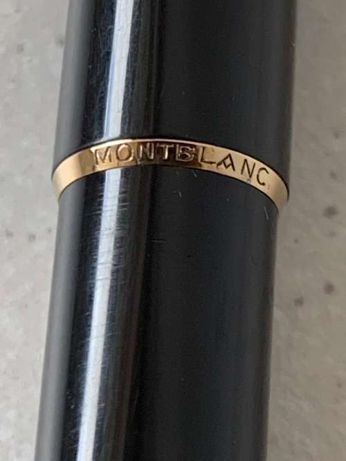 Vintage 1970s Montblanc Black Precious Resin and Gold Trim Ballpoint Pen