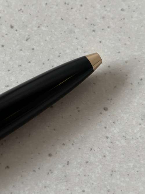 Vintage 1970s Montblanc Black Precious Resin and Gold Trim Ballpoint Pen