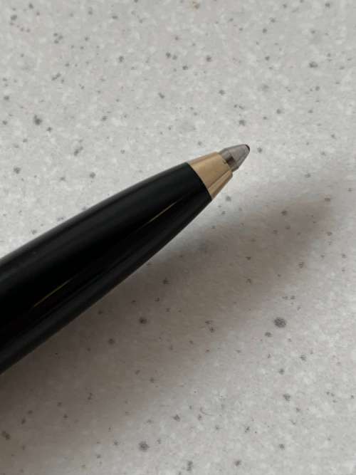 Vintage 1970s Montblanc Black Precious Resin and Gold Trim Ballpoint Pen
