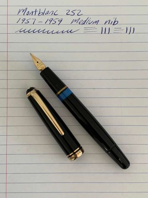 Vintage 1950s Montblanc Black Precious Resin and Gold Nib Fountain Pen