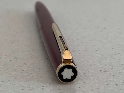 Vintage 1970s Montblanc Burgundy Red Resin and Gold Trim Ballpoint Pen