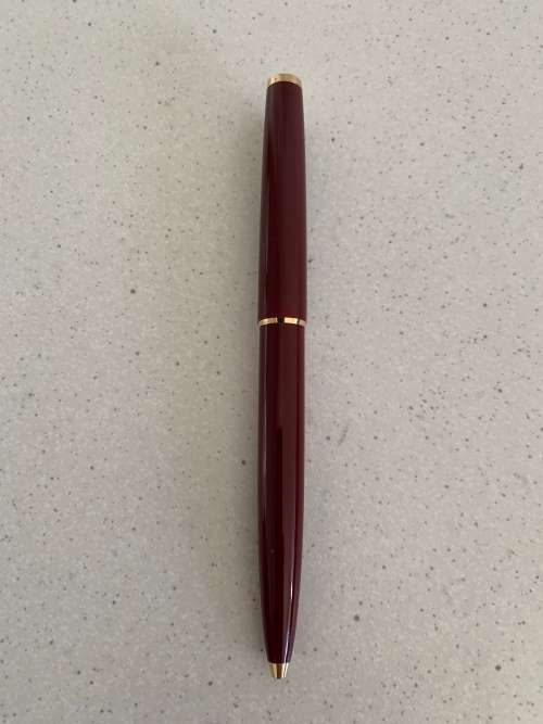Vintage 1970s Montblanc Burgundy Red Resin and Gold Trim Ballpoint Pen