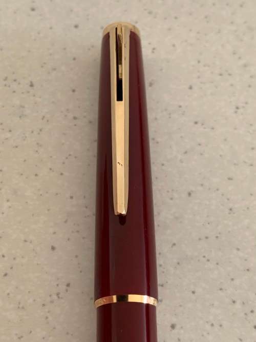 Vintage 1970s Montblanc Burgundy Red Resin and Gold Trim Ballpoint Pen