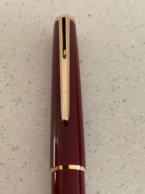 Vintage 1970s Montblanc Burgundy Red Resin and Gold Trim Ballpoint Pen