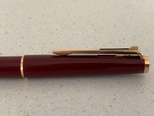 Vintage 1970s Montblanc Burgundy Red Resin and Gold Trim Ballpoint Pen