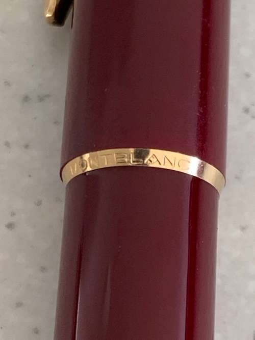 Vintage 1970s Montblanc Burgundy Red Resin and Gold Trim Ballpoint Pen