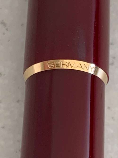 Vintage 1970s Montblanc Burgundy Red Resin and Gold Trim Ballpoint Pen