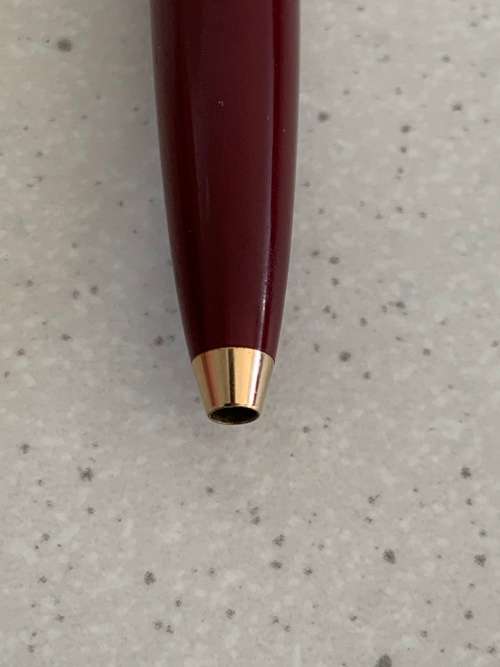 Vintage 1970s Montblanc Burgundy Red Resin and Gold Trim Ballpoint Pen