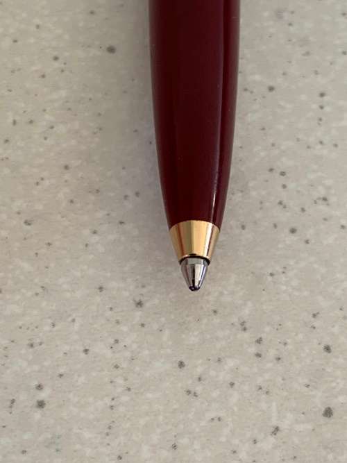 Vintage 1970s Montblanc Burgundy Red Resin and Gold Trim Ballpoint Pen