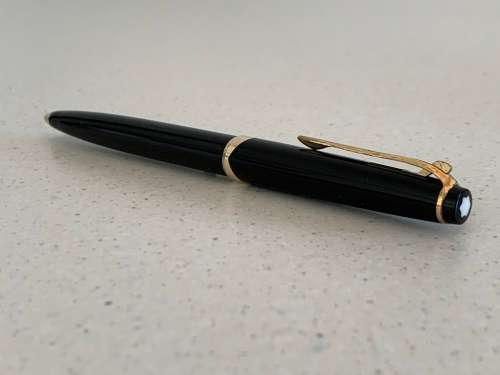 Vintage 1960s Montblanc Meisterstuck Black Resin and Gold Trim Ballpoint Pen