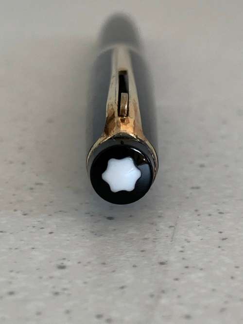 Vintage 1960s Montblanc Meisterstuck Black Resin and Gold Trim Ballpoint Pen