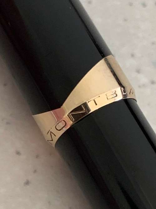 Vintage 1960s Montblanc Meisterstuck Black Resin and Gold Trim Ballpoint Pen