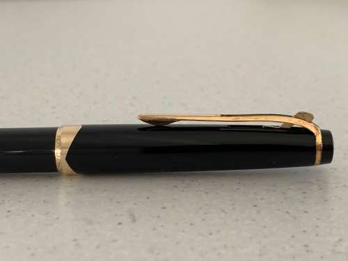 Vintage 1960s Montblanc Meisterstuck Black Resin and Gold Trim Ballpoint Pen