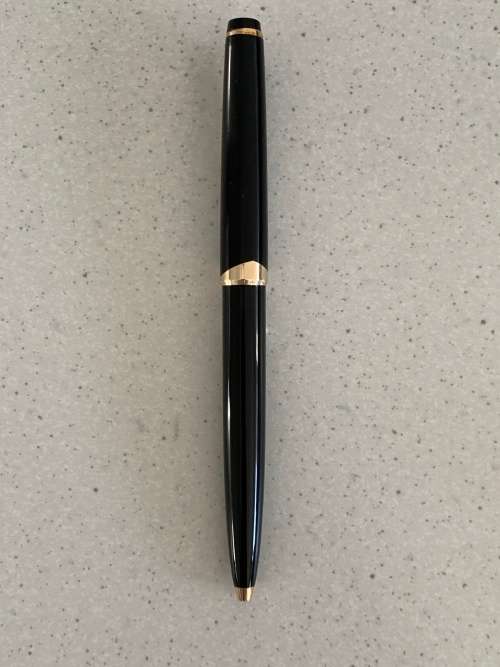 Vintage 1960s Montblanc Meisterstuck Black Resin and Gold Trim Ballpoint Pen