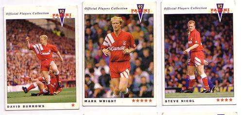 â92 Panini Trading Cards â Official Players Collection LIVERPOOL - 11 Cards