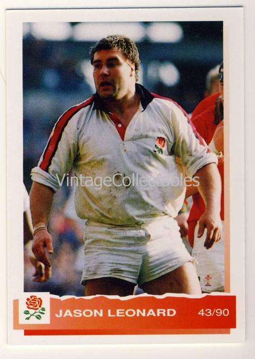 ENGLAND 1994 Rugby Trading Card - JASON LEONARD - 43/90