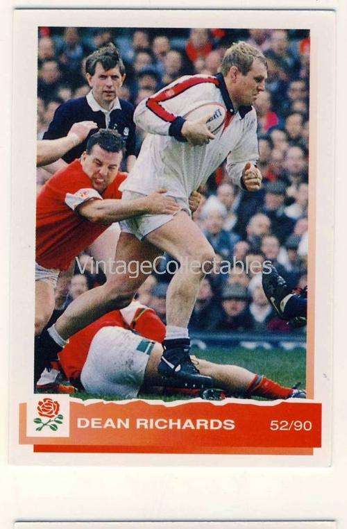 ENGLAND 1994 Rugby Trading Card - DEAN RICHARDS - 52/90