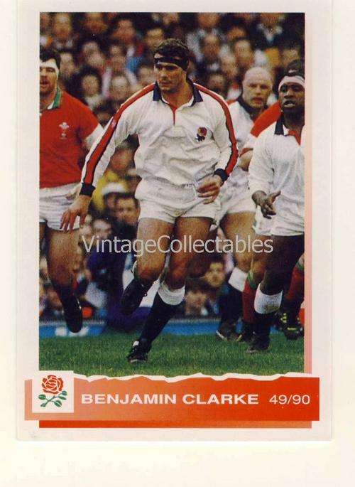 ENGLAND 1994 Rugby Trading Card - BENJAMIN CLARKE - 49/90