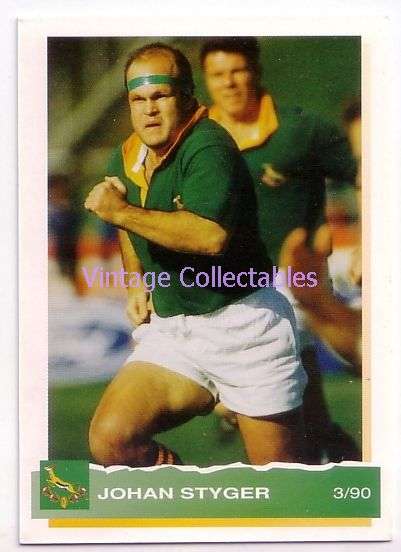 SPRINGBOKS 1994 Rugby Card - JOHAN STYGER - 3/90