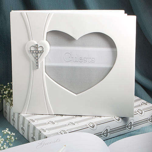 Heart and cross guest book