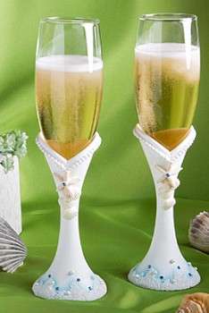 Beach Themed toasting flute set