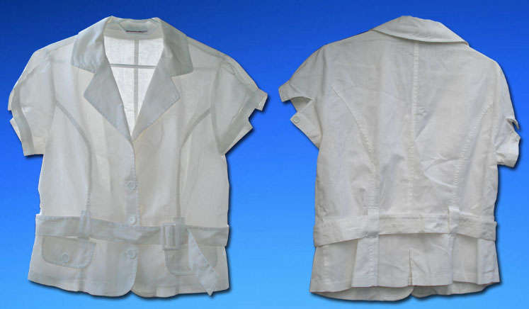 White Short Sleeve Linen Jacket with Belt (size 40/16) !!! FREE DELIVERY !!!