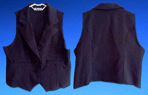 Ladies Black Pinstripe Waistcoat Size14/38/Large