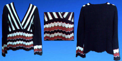 Ladies Funky Jersey - Black,White,Orange & Green. Size Large