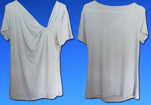 Funky Ladies Light Blue Shirt with a Twist. Size14/38/Large