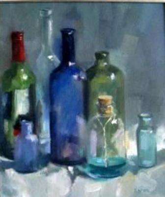 BEAUTIFUL ORIGINAL PAINTING - WINE BOTTLES