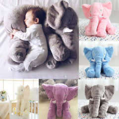 ELEPHANT PLUSH PILLOW : Grey / Pink   (530mm x 450mm X 280mm)
