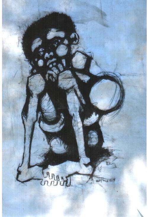 Julian Motau charcoal on paper